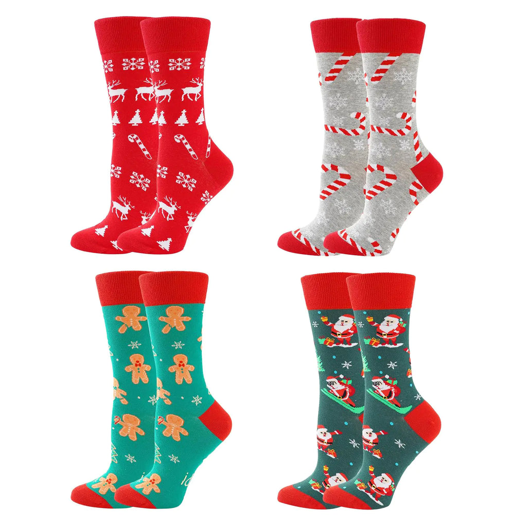 4 Pairs of Funny Christmas Socks for Women