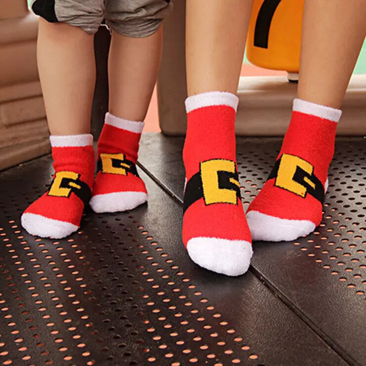 Cute Coral Fleece Kids' Christmas Socks for Boys & Girls