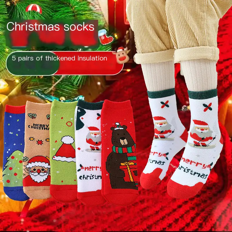 Cute Coral Fleece Kids' Christmas Socks for Boys & Girls