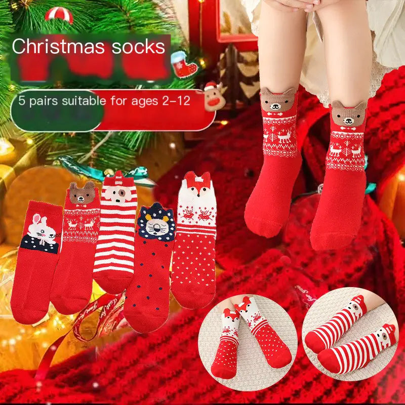 Cute Coral Fleece Kids' Christmas Socks for Boys & Girls
