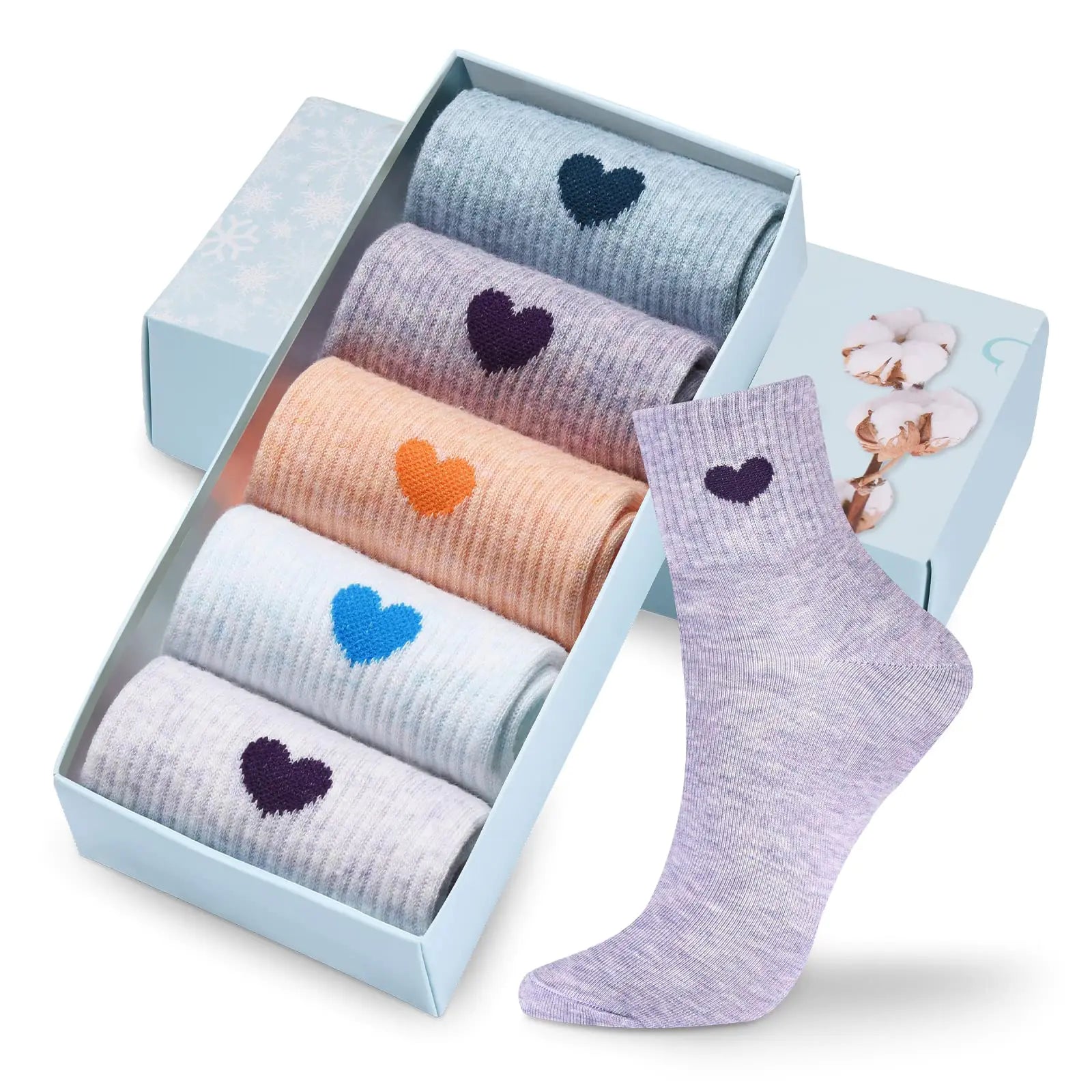 🧦 Corlap Women’s Crew Socks – 5 Pairs Cute Cotton Gift Set