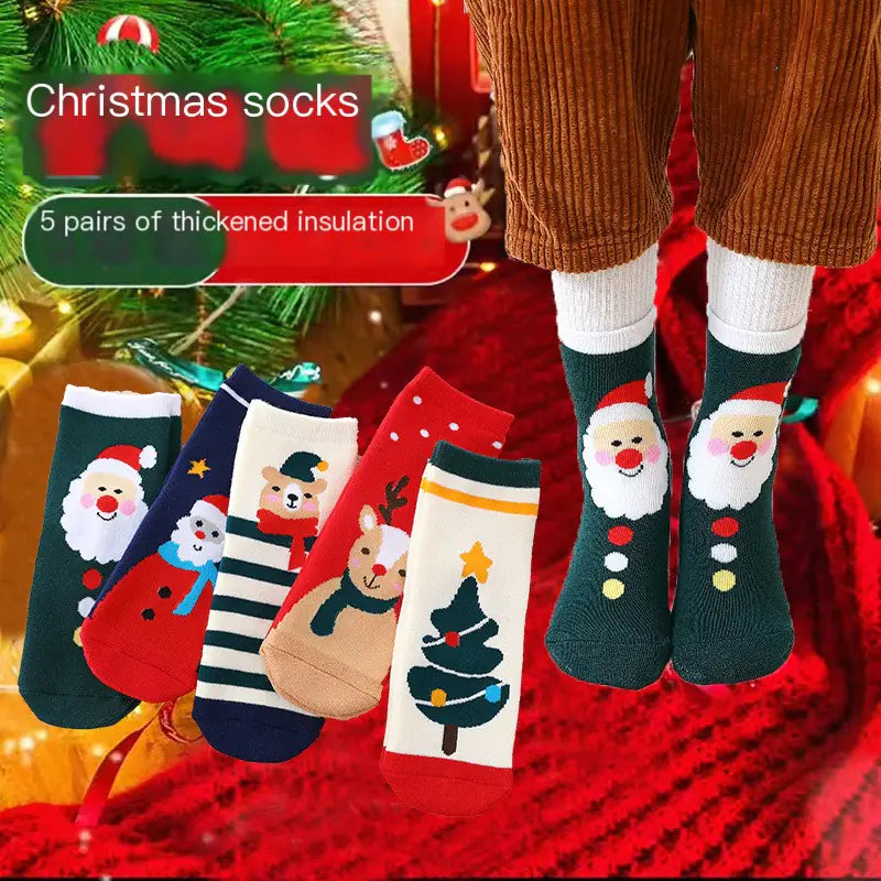 Cute Coral Fleece Kids' Christmas Socks for Boys & Girls