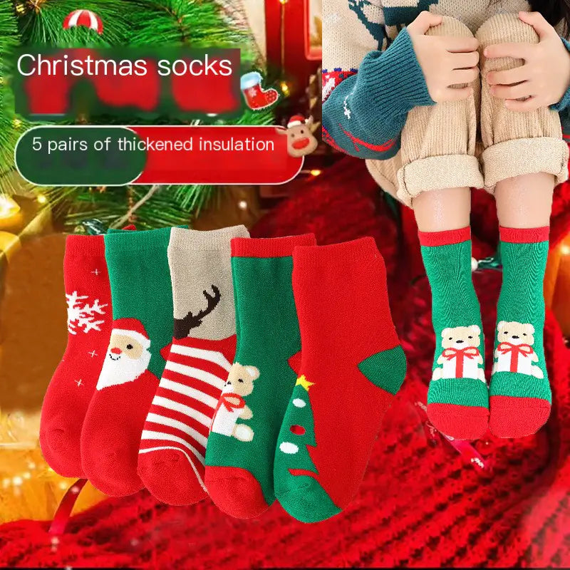 Cute Coral Fleece Kids' Christmas Socks for Boys & Girls