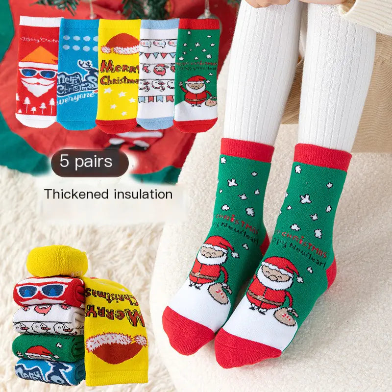 Cute Coral Fleece Kids' Christmas Socks for Boys & Girls