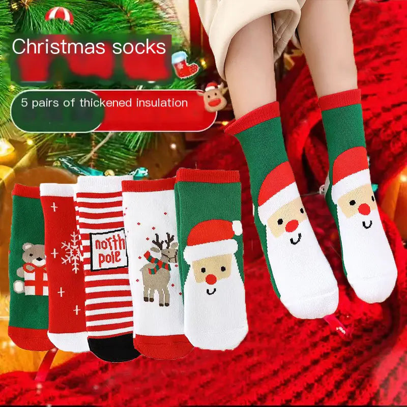 Cute Coral Fleece Kids' Christmas Socks for Boys & Girls